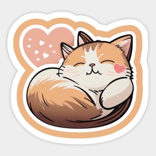 Sleepy Cat Valentine's Day Sticker